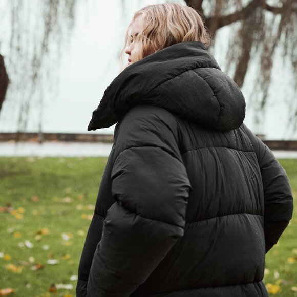 ZARA LONG ANORAK WATER AND WIND PROTECTION PUFFER Black NWT - Picture 5 of 7